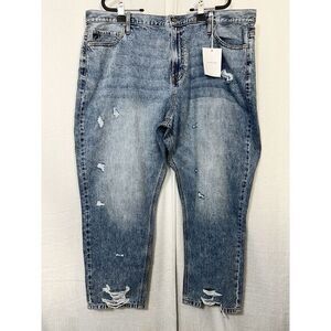 NWT KanCan Jeans Womens 20W‎ High Rise Straight Leg Distressed Inseam 28"